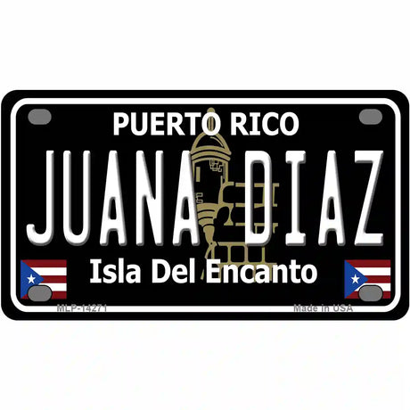 Juana Diaz Puerto Rico Black Novelty Metal License Plate 4" x 2.2" (MLP)