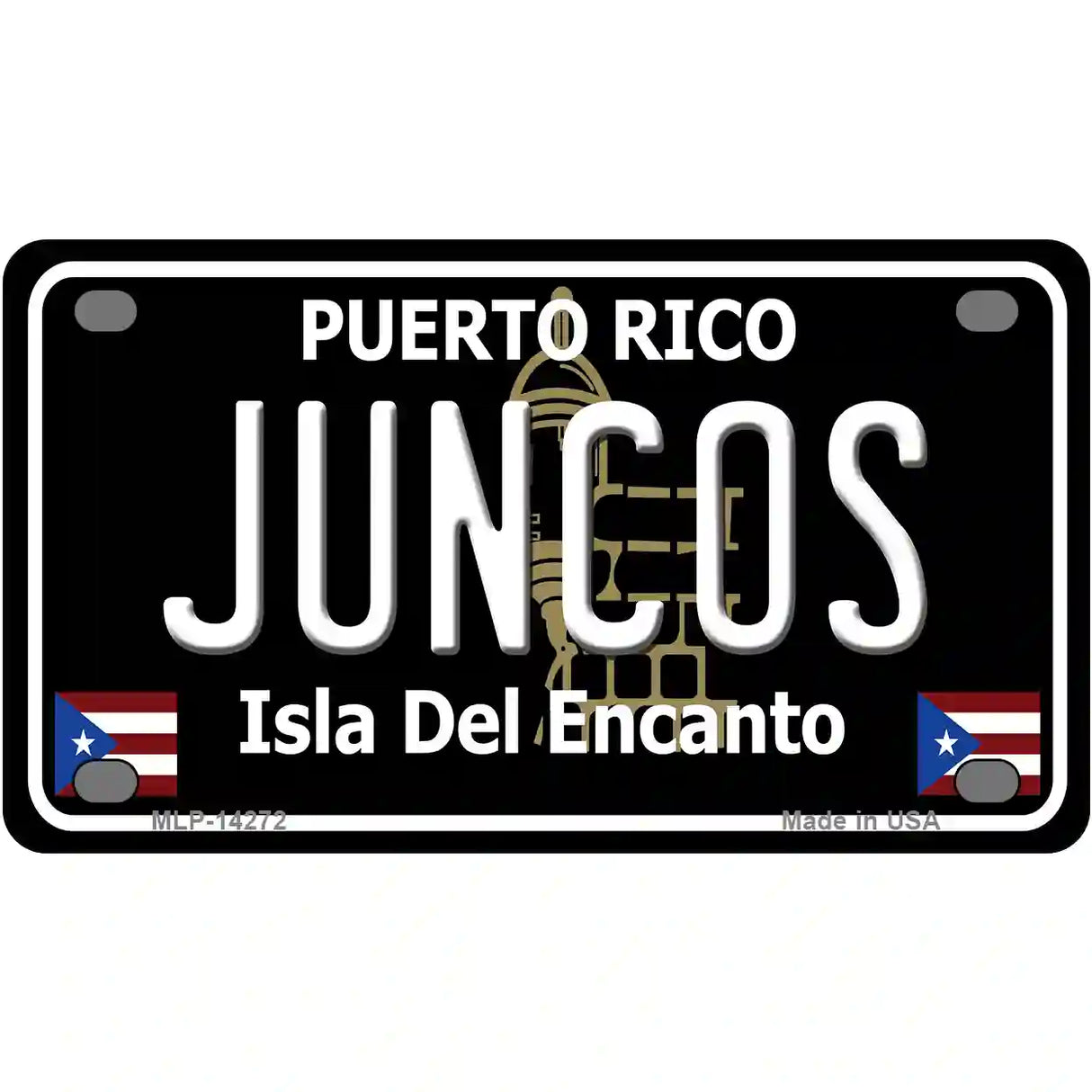 Juncos Puerto Rico Black Novelty Metal License Plate 4" x 2.2" (MLP)