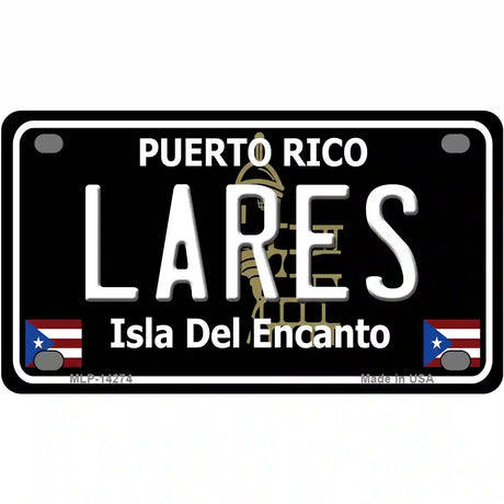 Lares Puerto Rico Black Novelty Metal License Plate 4" x 2.2" (MLP)