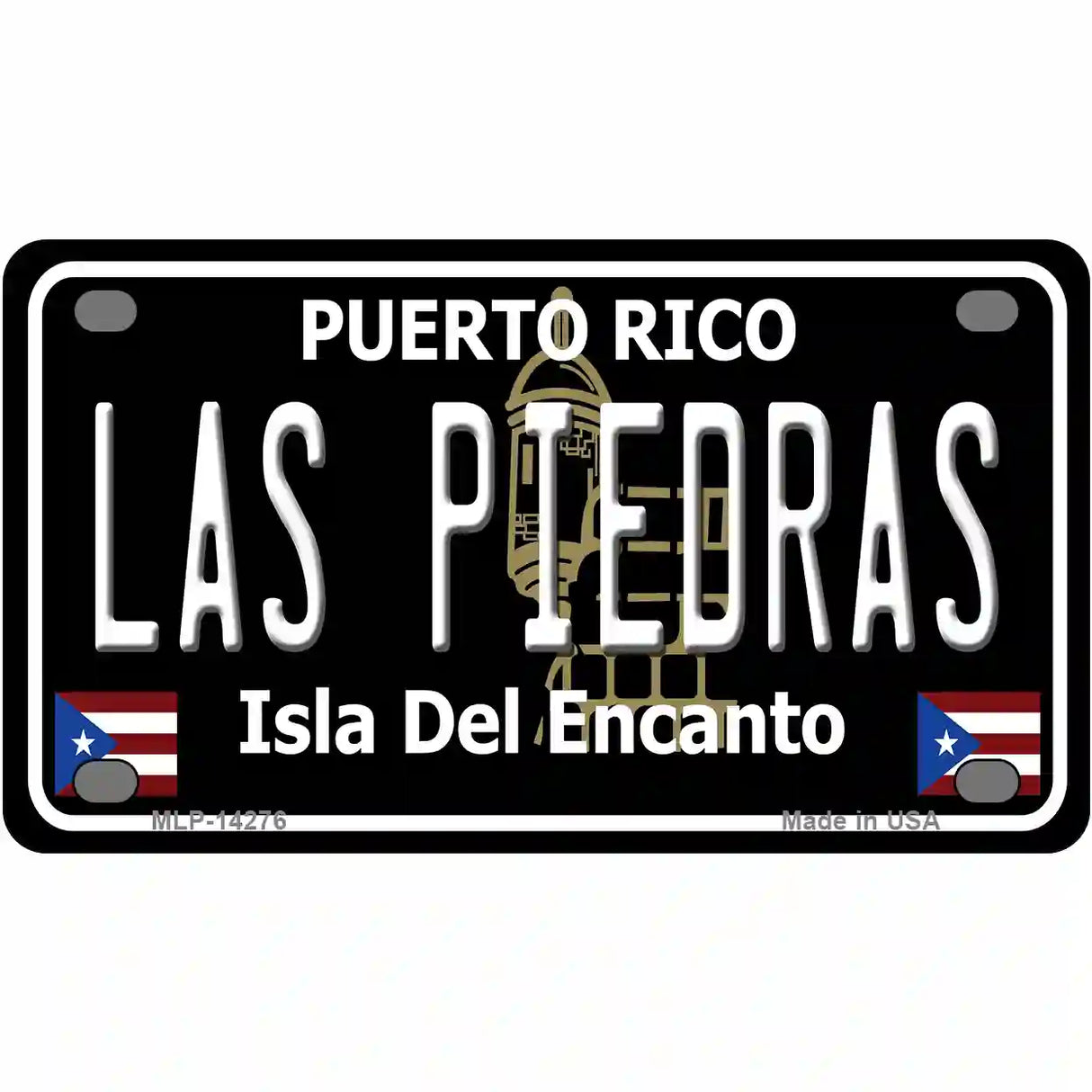 Las Piedras Puerto Rico Black Novelty Metal License Plate 4" x 2.2" (MLP)