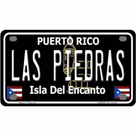 Las Piedras Puerto Rico Black Novelty Metal License Plate 4" x 2.2" (MLP)