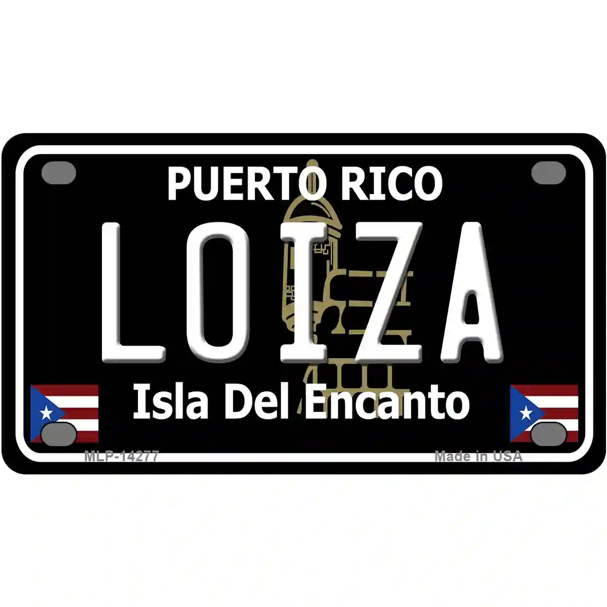 Loiza Puerto Rico Black Novelty Metal License Plate 4" x 2.2" (MLP)