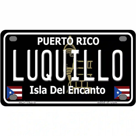 Luquillo Puerto Rico Black Novelty Metal License Plate 4" x 2.2" (MLP)