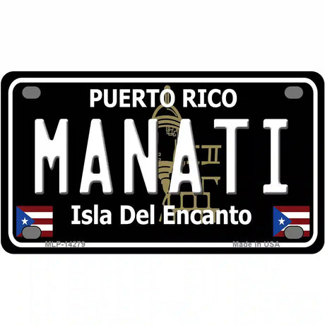 Manati Puerto Rico Black Novelty Metal License Plate 4" x 2.2" (MLP)