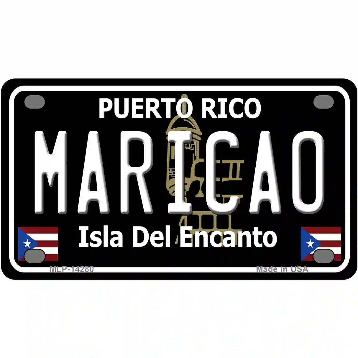 Maricao Puerto Rico Black Novelty Metal License Plate 4" x 2.2" (MLP)