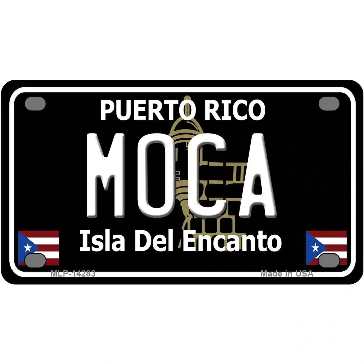 Moca Puerto Rico Black Novelty Metal License Plate 4" x 2.2" (MLP)