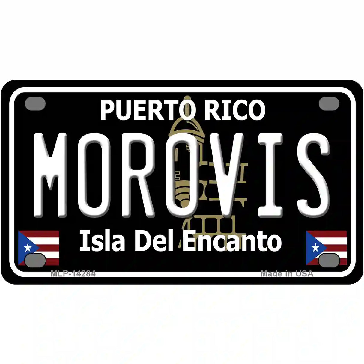 Morovis Puerto Rico Black Novelty Metal License Plate 4" x 2.2" (MLP)