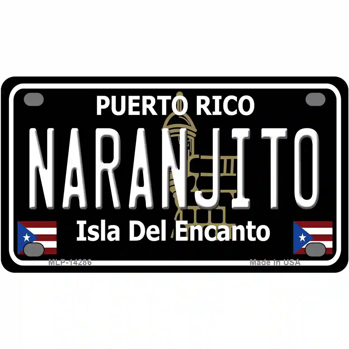 Naranjito Puerto Rico Black Novelty Metal License Plate 4" x 2.2" (MLP)