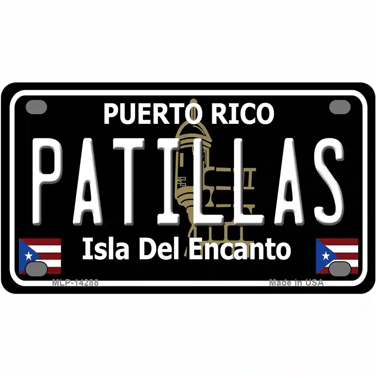 Patillas Puerto Rico Black Novelty Metal License Plate 4" x 2.2" (MLP)