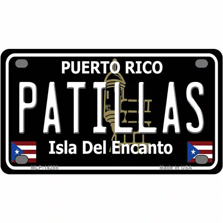 Patillas Puerto Rico Black Novelty Metal License Plate 4" x 2.2" (MLP)