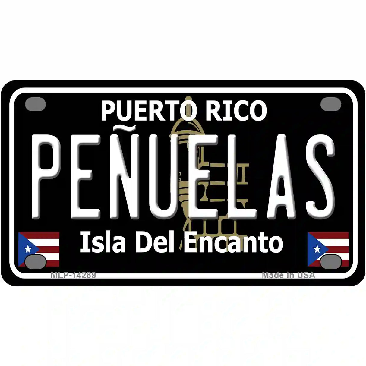 Penuelas Puerto Rico Black Novelty Metal License Plate 4" x 2.2" (MLP)