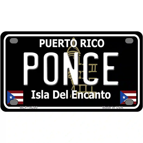 Ponce Puerto Rico Black Novelty Metal License Plate 4" x 2.2" (MLP)