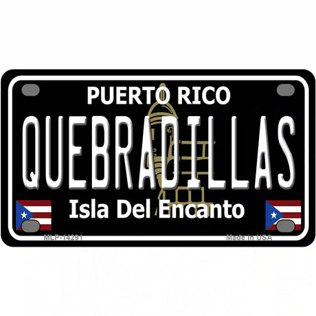 Quebradillas Puerto Rico Black Novelty Metal License Plate 4" x 2.2" (MLP)