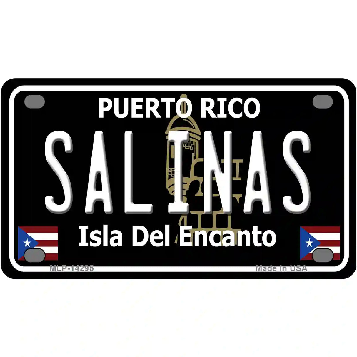 Salinas Puerto Rico Black Novelty Metal License Plate 4" x 2.2" (MLP)