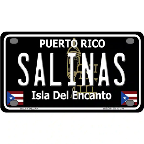 Salinas Puerto Rico Black Novelty Metal License Plate 4" x 2.2" (MLP)