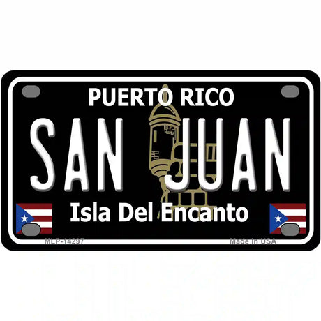 San Juan Puerto Rico Black Novelty Metal License Plate 4" x 2.2" (MLP)