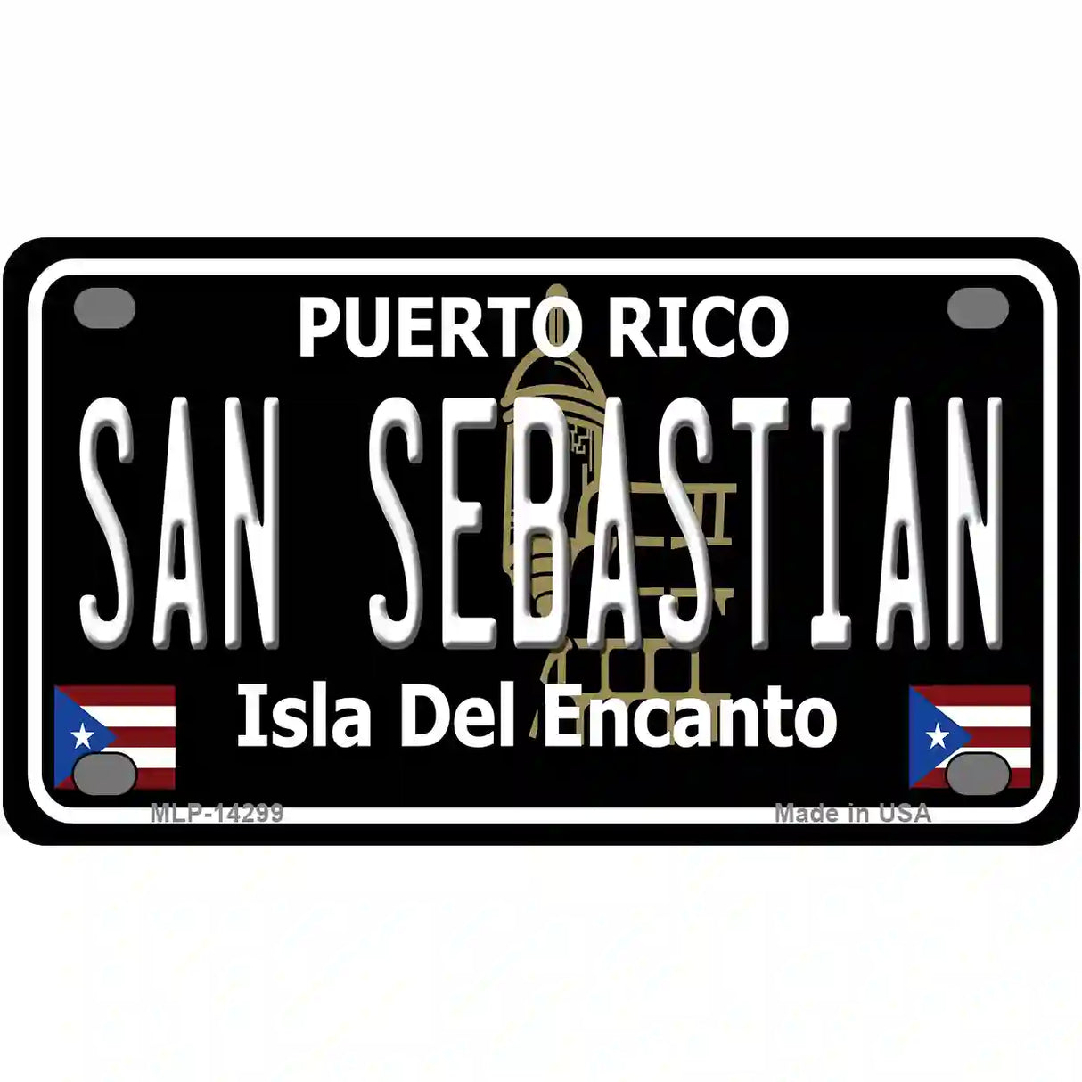 San Sebastian Puerto Rico Black Novelty Metal License Plate 4" x 2.2" (MLP)