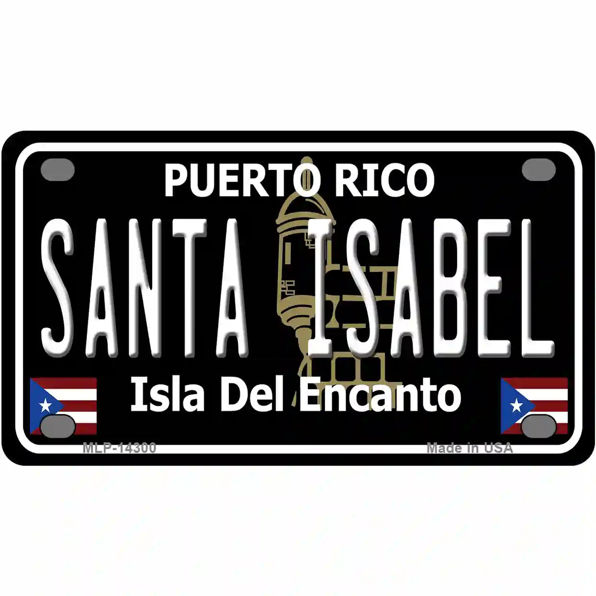 Santa Isabel Puerto Rico Black Novelty Metal License Plate 4" x 2.2" (MLP)