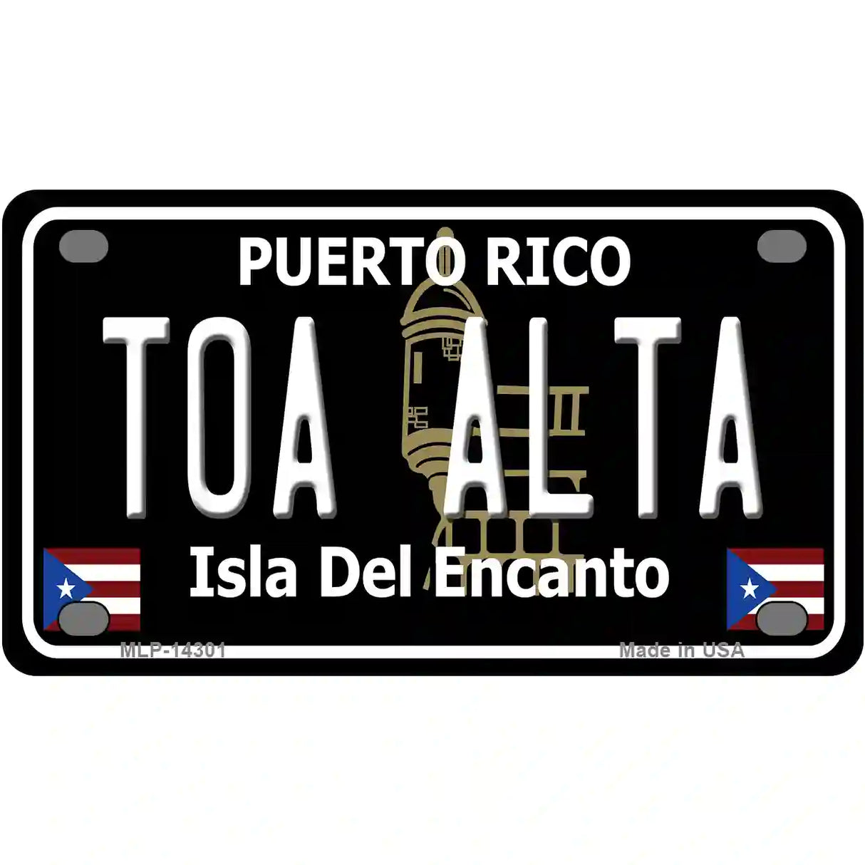 Toa Alta Puerto Rico Black Novelty Metal License Plate 4" x 2.2" (MLP)