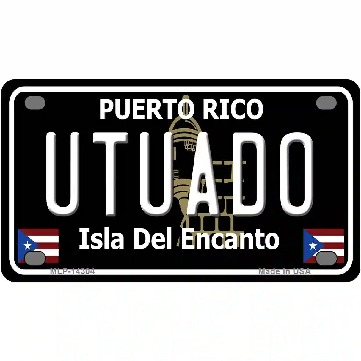 Utuado Puerto Rico Black Novelty Metal License Plate 4" x 2.2" (MLP)