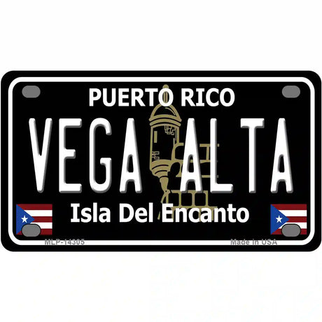 Vega Alta Puerto Rico Black Novelty Metal License Plate 4" x 2.2" (MLP)