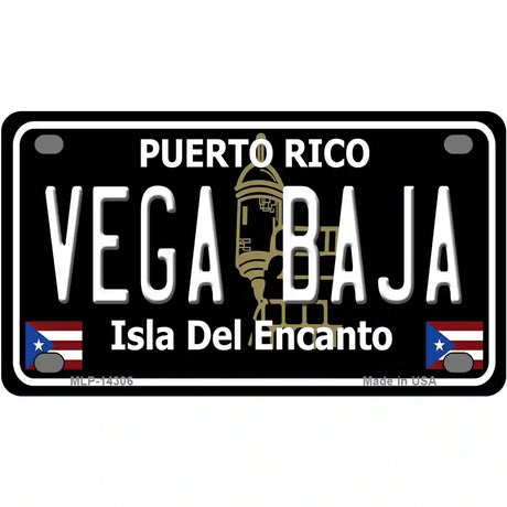 Vega Baja Puerto Rico Black Novelty Metal License Plate 4" x 2.2" (MLP)