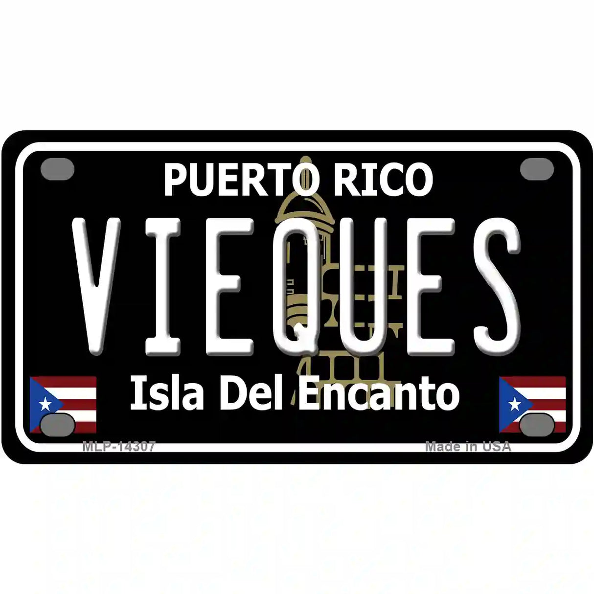 Vieques Puerto Rico Black Novelty Metal License Plate