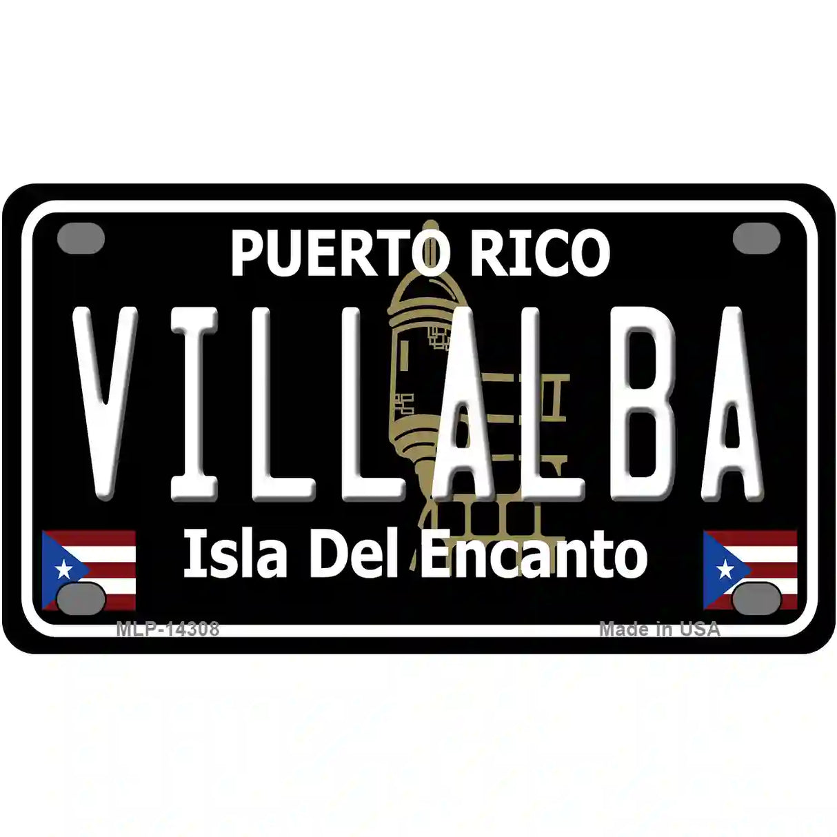 Villalba Puerto Rico Black Novelty Metal License Plate 4" x 2.2" (MLP)