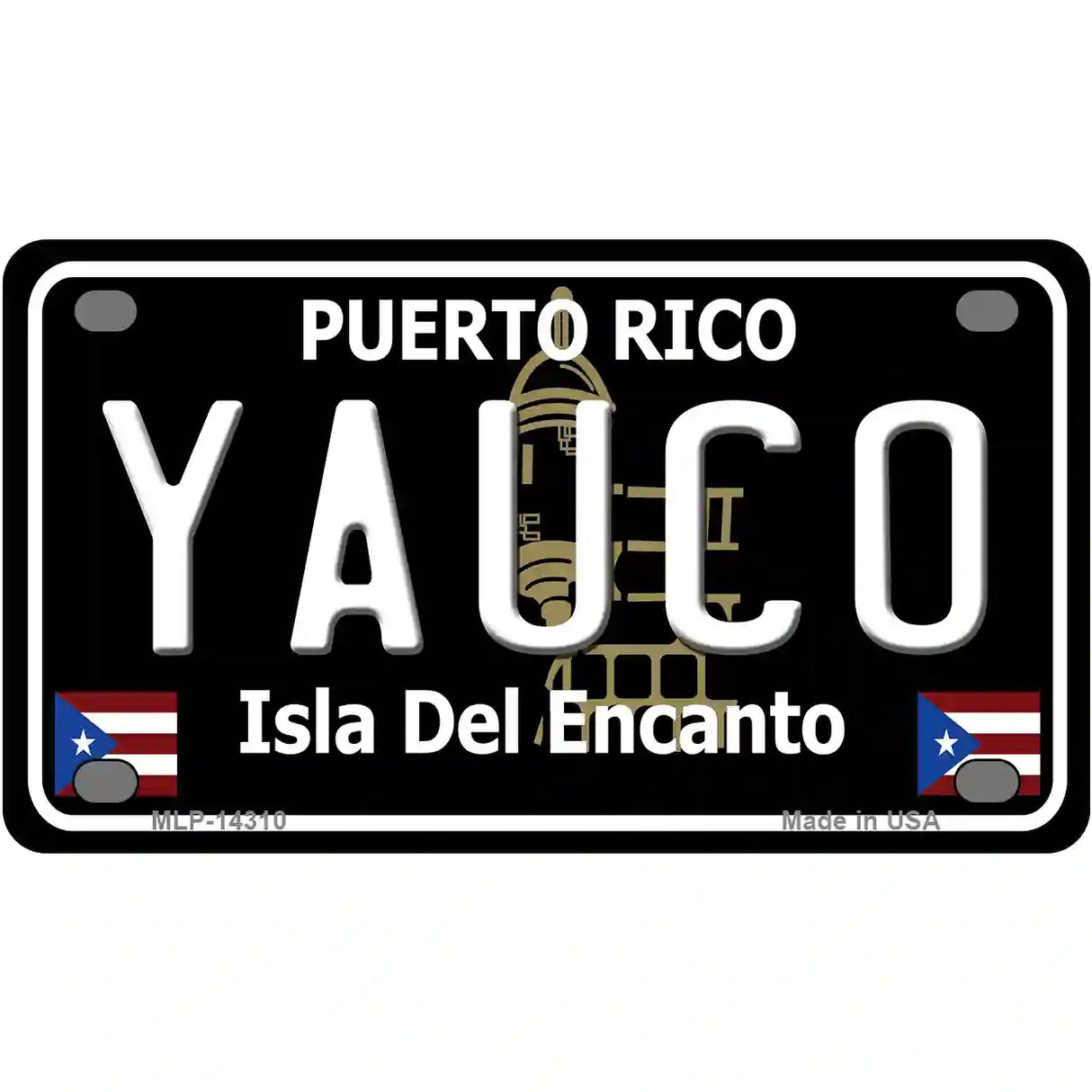 Yauco Puerto Rico Black Novelty Metal License Plate 4" x 2.2" (MLP)