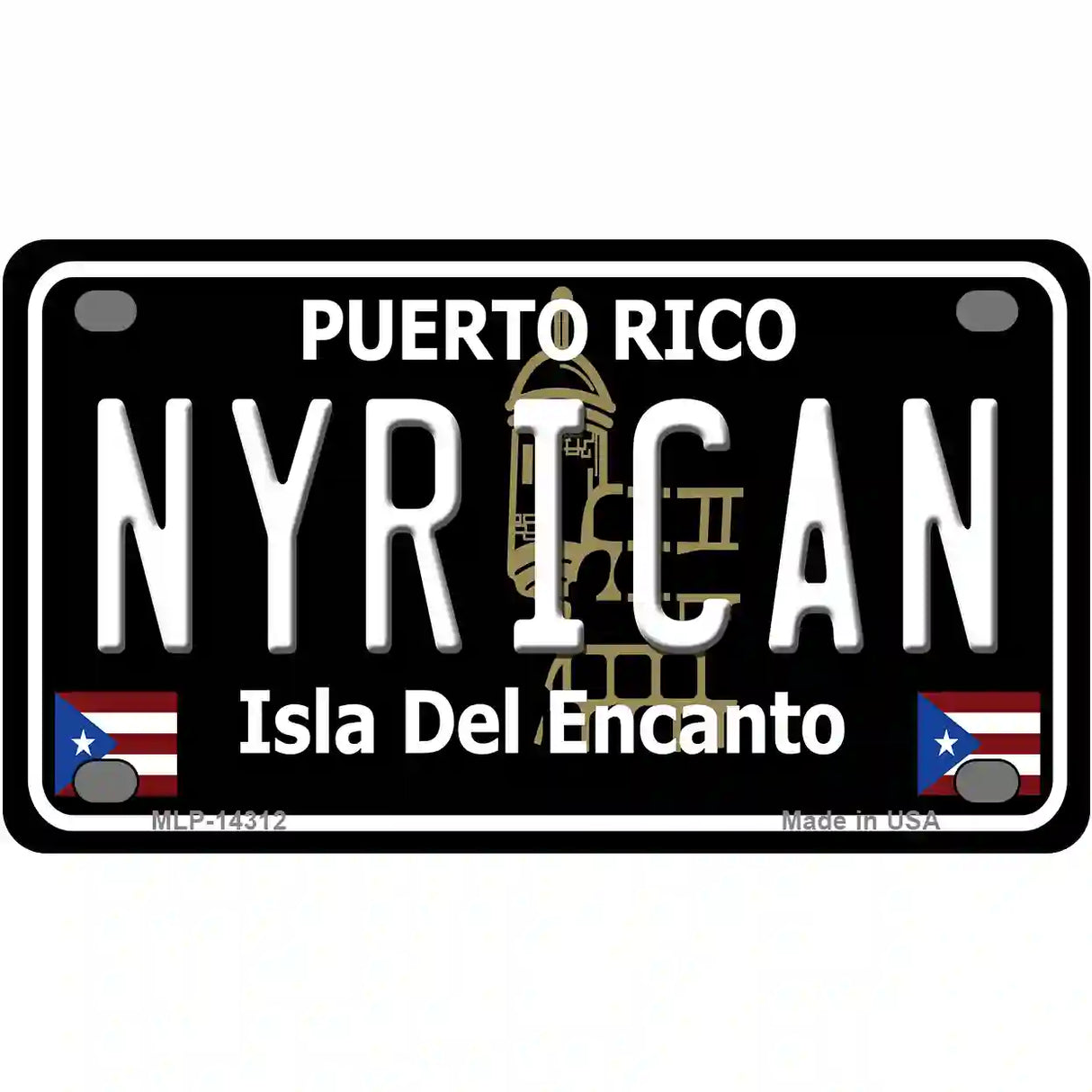 Nyrican Puerto Rico Black Novelty Metal License Plate 4" x 2.2" (MLP)