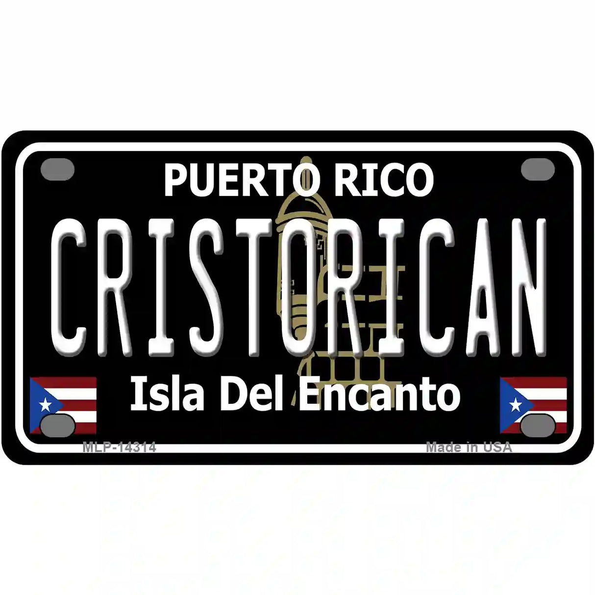 Cristorican Puerto Rico Black Novelty Metal License Plate 4" x 2.2" (MLP)