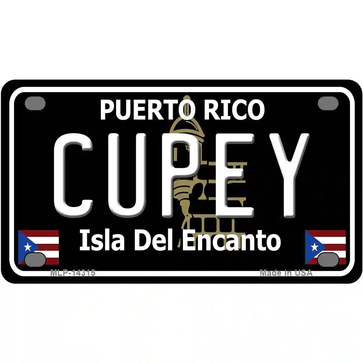 Cupey Puerto Rico Black Novelty Metal License Plate 4" x 2.2" (MLP)