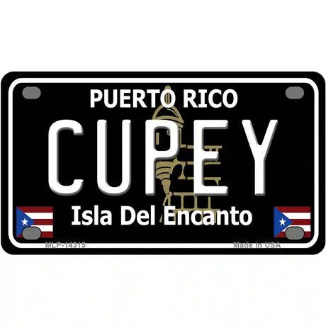 Cupey Puerto Rico Black Novelty Metal License Plate 4" x 2.2" (MLP)