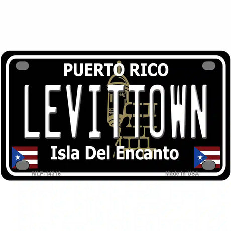 Levittown Puerto Rico Black Novelty Metal License Plate 4" x 2.2" (MLP)