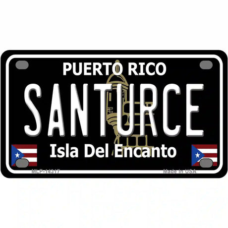 Santurce Puerto Rico Black Novelty Metal License Plate 4" x 2.2" (MLP)