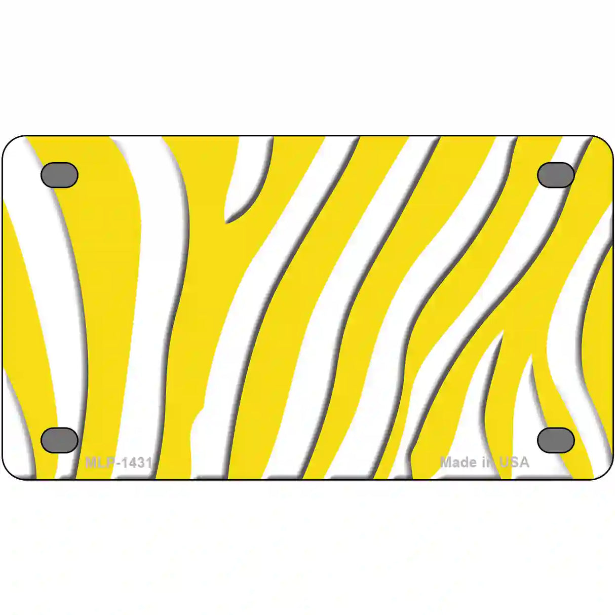 Yellow White Zebra Metal Novelty License Plate 4" x 2.2" (MLP)