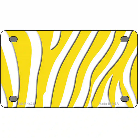 Yellow White Zebra Metal Novelty License Plate 4" x 2.2" (MLP)