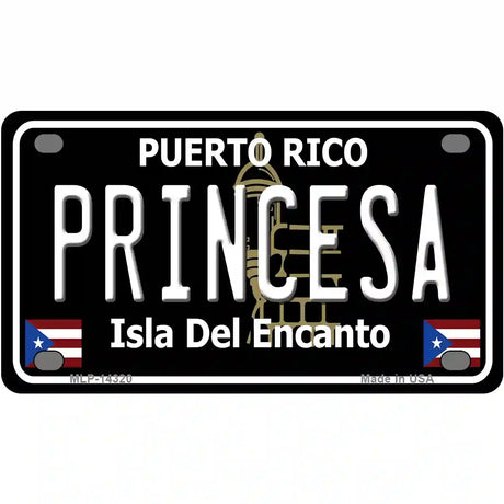 Princesa Puerto Rico Black Novelty Metal License Plate 4" x 2.2" (MLP)