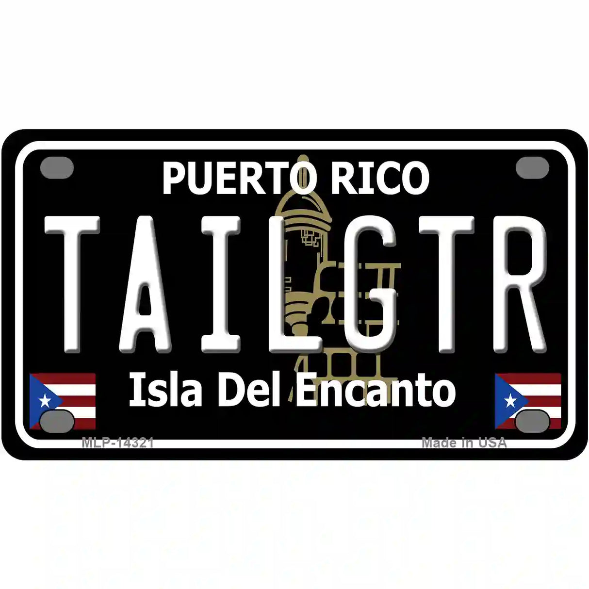 Tailgtr Puerto Rico Black Novelty Metal License Plate 4" x 2.2" (MLP)