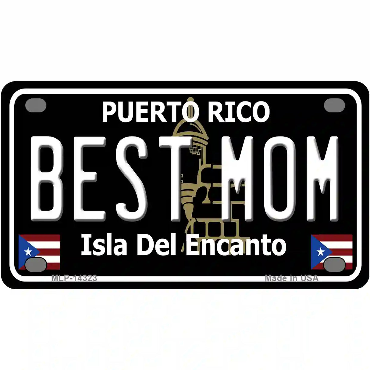 Best Mom Puerto Rico Black Novelty Metal License Plate 4" x 2.2" (MLP)