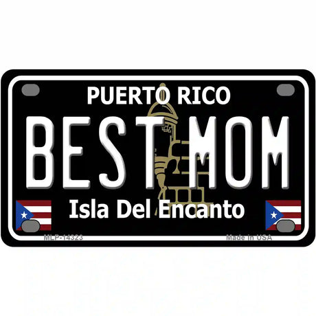 Best Mom Puerto Rico Black Novelty Metal License Plate 4" x 2.2" (MLP)