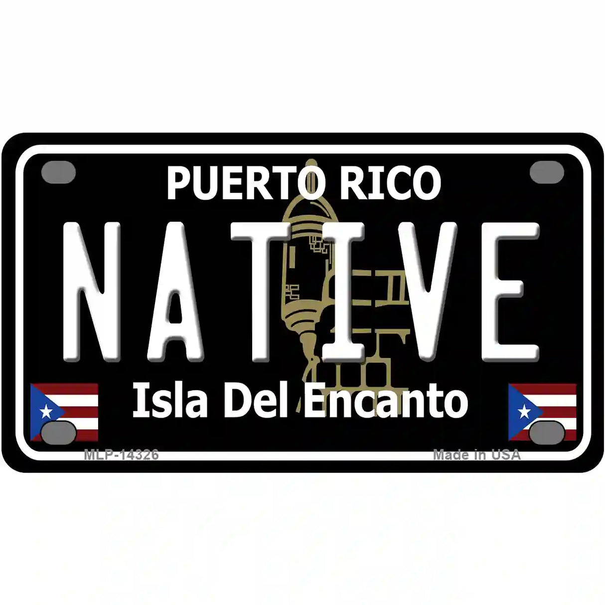 Native Puerto Rico Black Novelty Metal License Plate 4" x 2.2" (MLP)