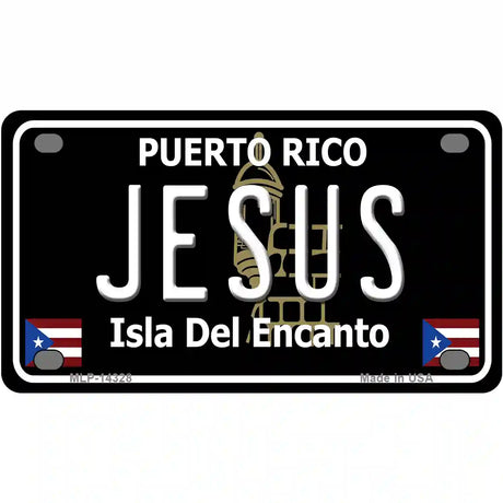 Jesus Puerto Rico Black Novelty Metal License Plate 4" x 2.2" (MLP)