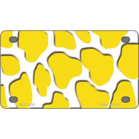 Yellow White Giraffe Metal Novelty License Plate 4" x 2.2" (MLP)