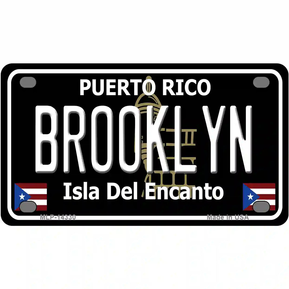 Brooklyn Puerto Rico Black Novelty Metal License Plate 4" x 2.2" (MLP)