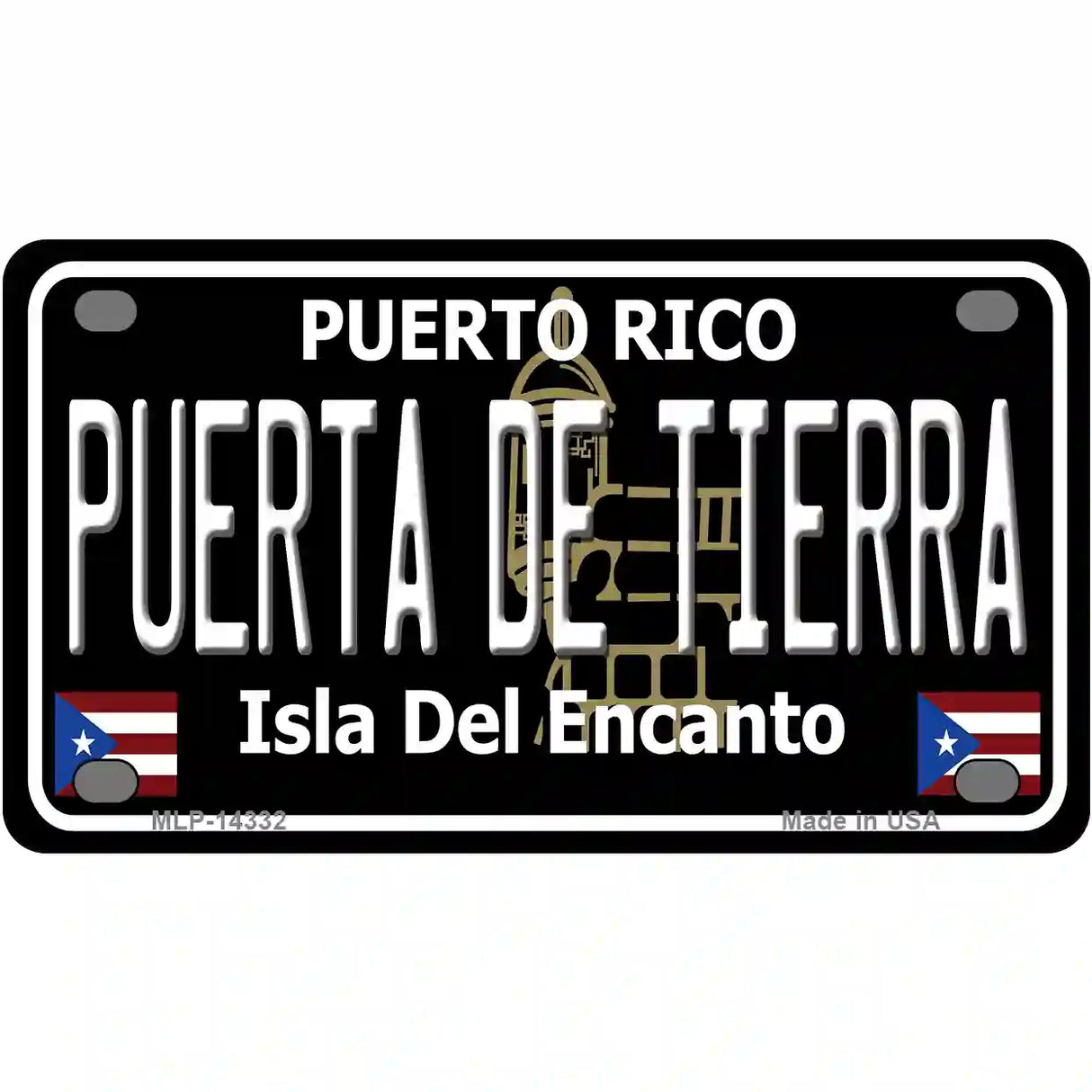 Puerta De Tierra Puerto Rico Black Novelty Metal License Plate 4" x 2.2" (MLP)