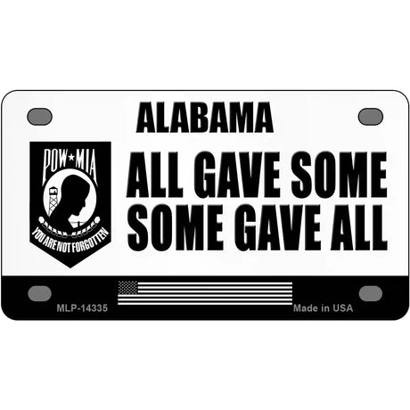 Alabama POW MIA Some Gave All Novelty Metal License Plate 4" x 2.2" (MLP)