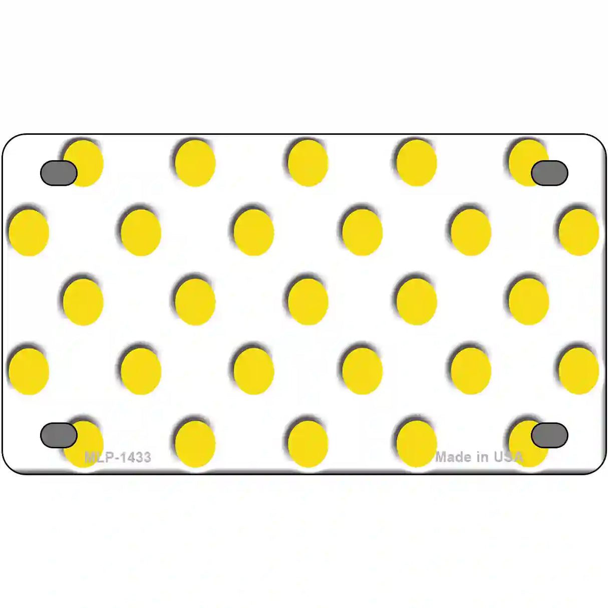 Yellow White Polka Dot Metal Novelty License Plate 4" x 2.2" (MLP)