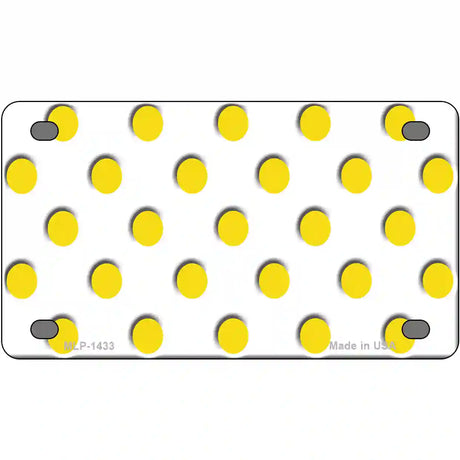 Yellow White Polka Dot Metal Novelty License Plate 4" x 2.2" (MLP)