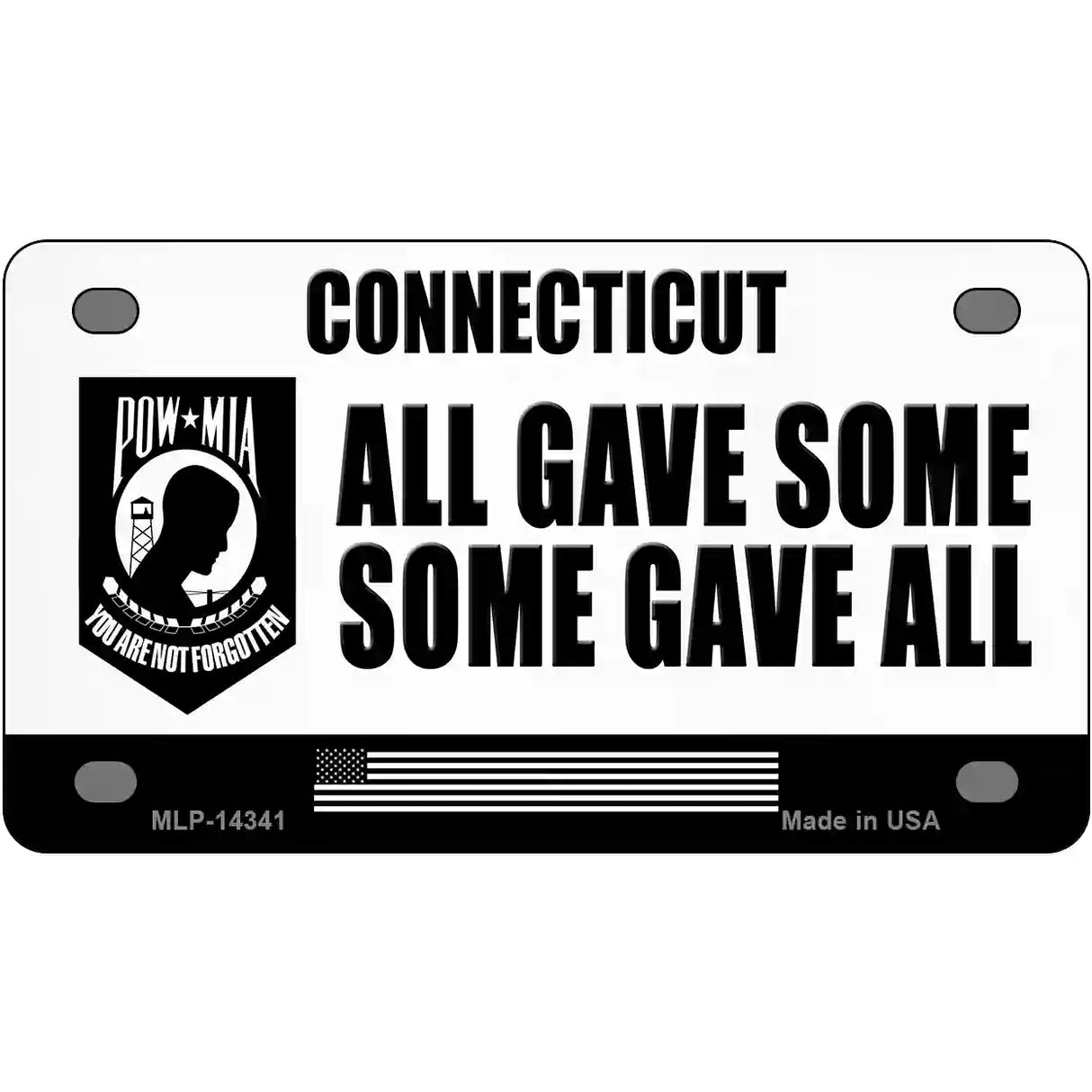 Connecticut POW MIA Some Gave All Novelty Metal License Plate 4" x 2.2" (MLP)